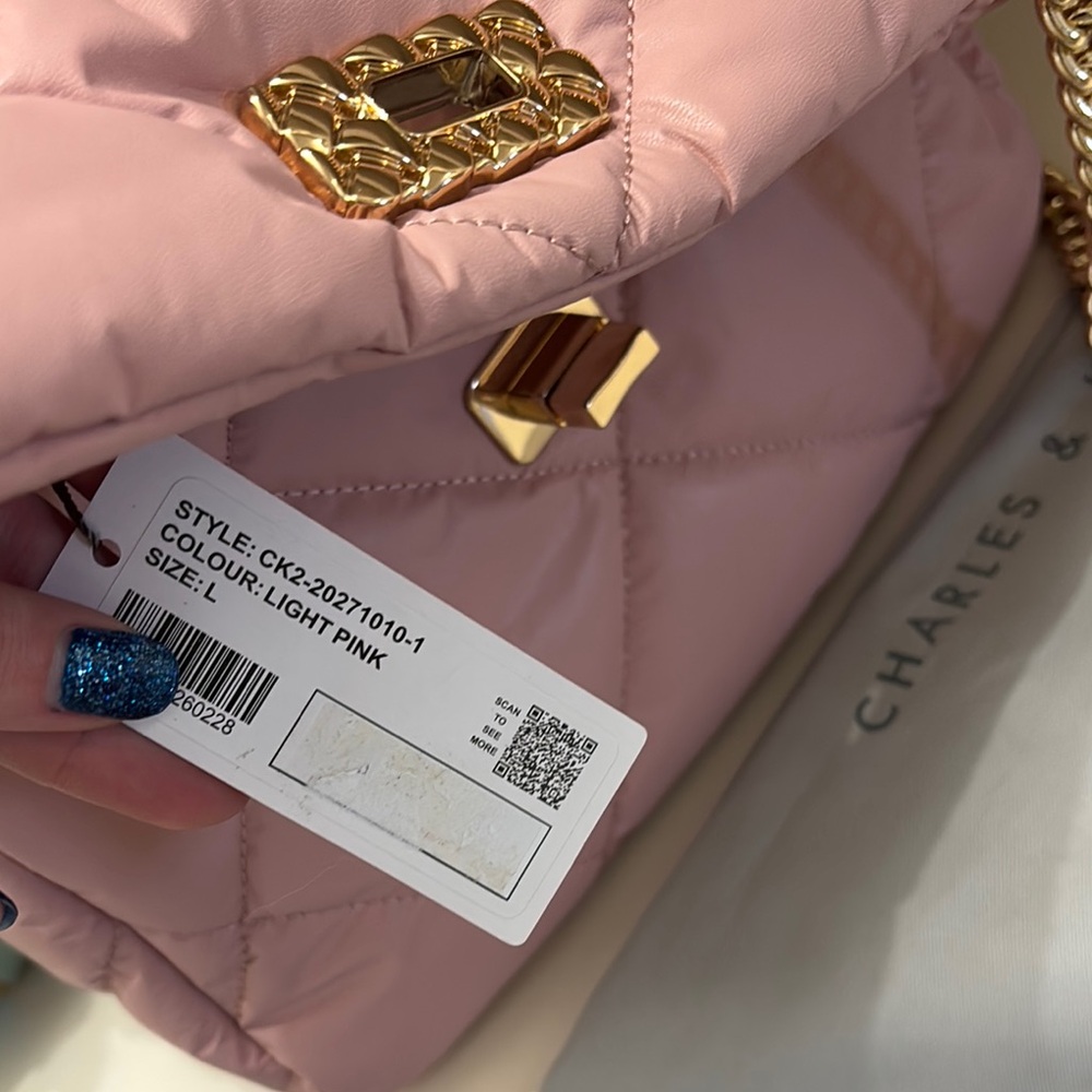 Charles & Keith Pink Quilted Chain Bag - Picture 5 of 14